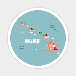 Hawaii Illustrated Map Magnet